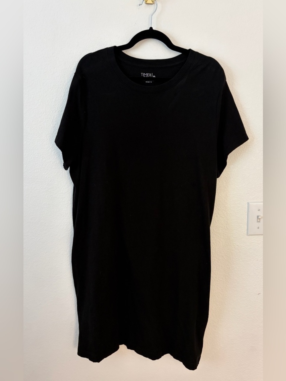 Time and Tru Black Short Sleeve Crewneck Tee Shirt Dress Size XL